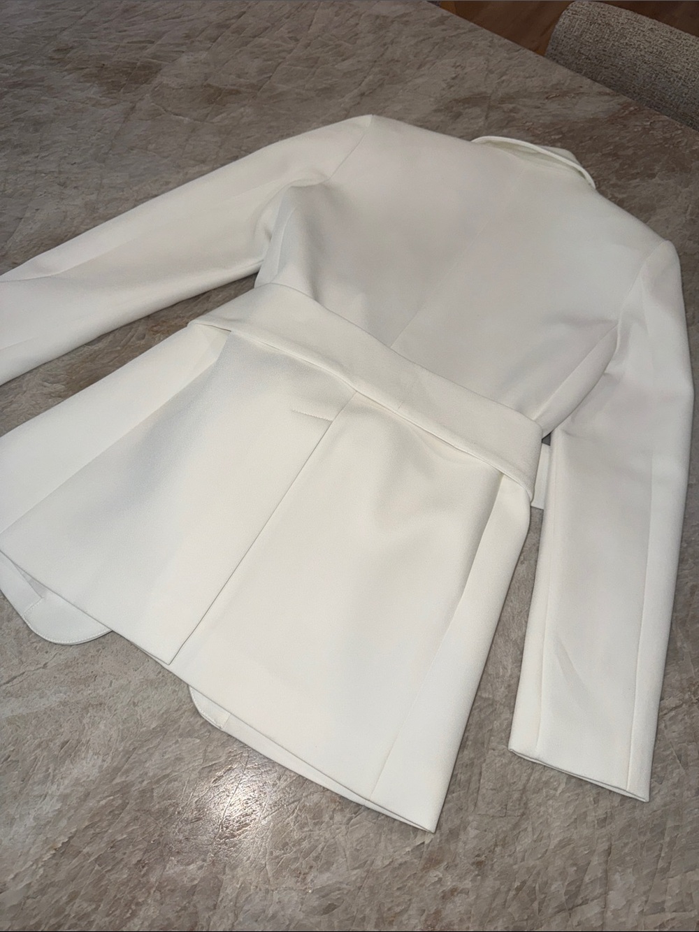 White Belted Tailored Blazer Jacket - Women - Picture 3 of 3